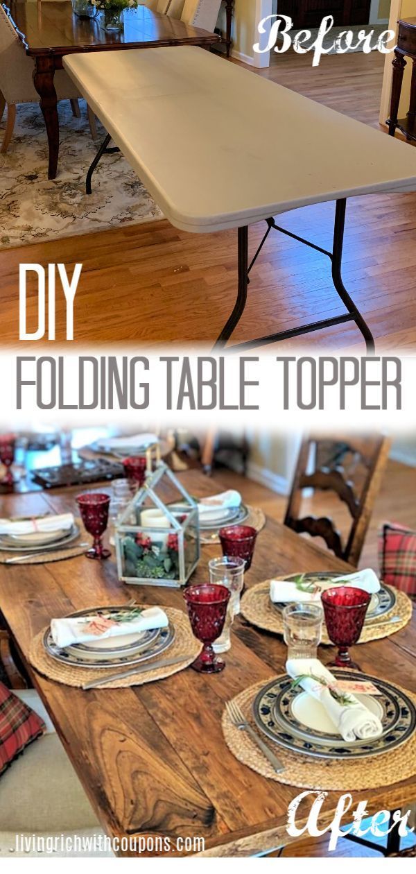 DIY Wood Folding Table Topper - From Plastic Folding Table to Beautiful Wood Table -   18 diy projects With Wood cleanses
 ideas