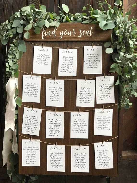 Find your seat seating chart board rustic seating sign wood -   18 garden table wedding
 ideas