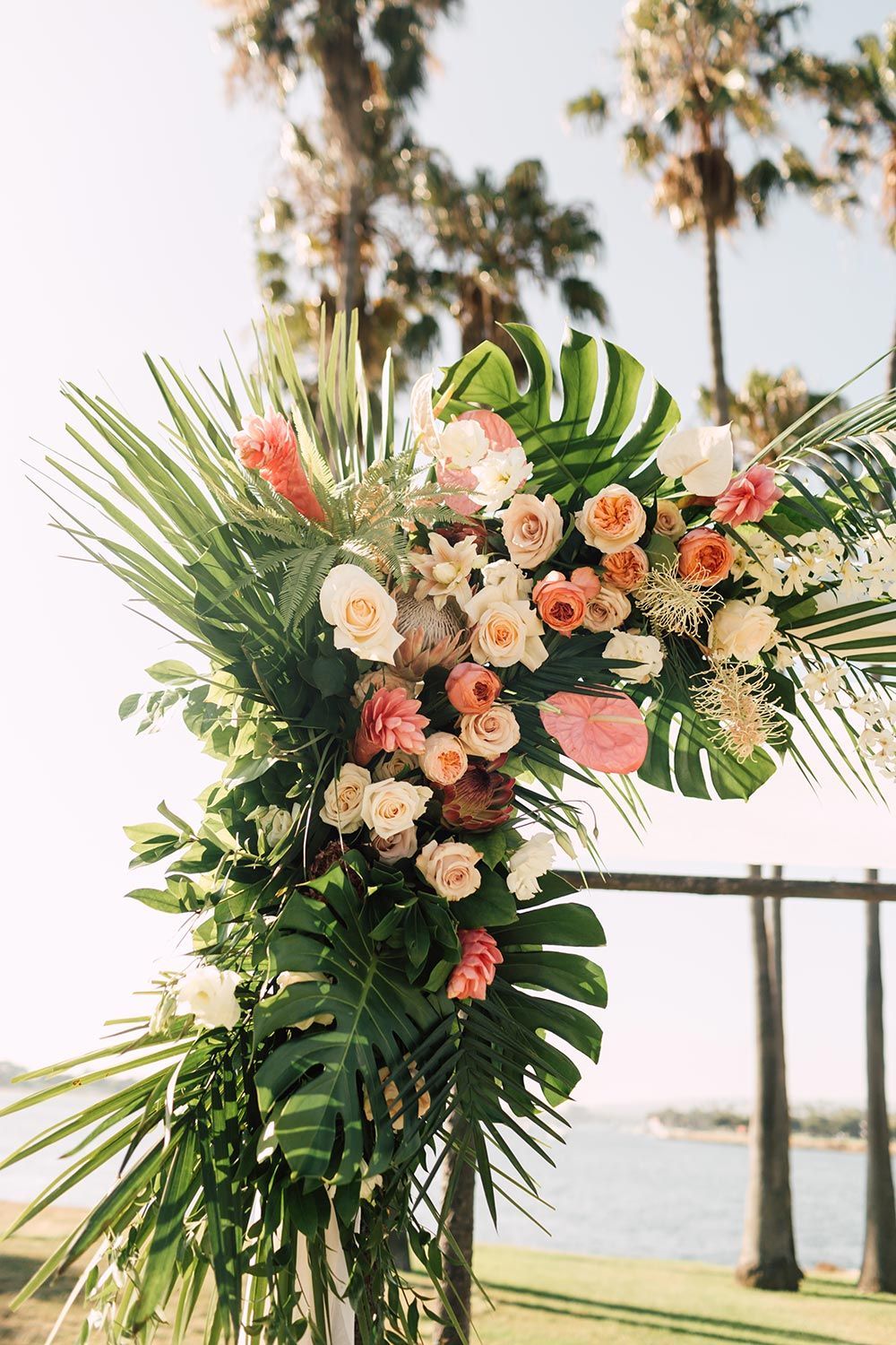 Tropical Beach Wedding with Palm Fronds and Ocean Breeze -   18 tropical wedding Arch
 ideas