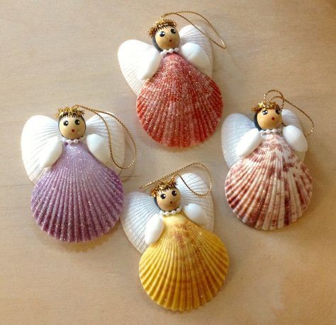 Pecten Shell Angel Ornament -   19 beach shell crafts
 ideas
