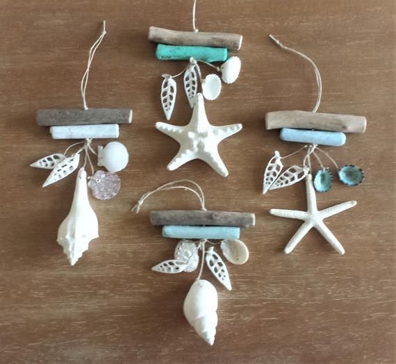 Beach Ornament, Beach Decor, Ornament, Coastal Ornament, Beach Decor, Driftwood, Starfish, Seashells -   19 beach shell crafts
 ideas