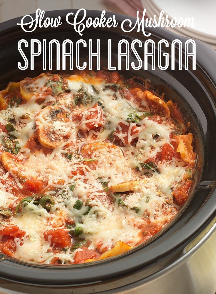 Slow Cooker Mushroom Spinach Lasagna -   19 meatless lasagna recipes
 ideas