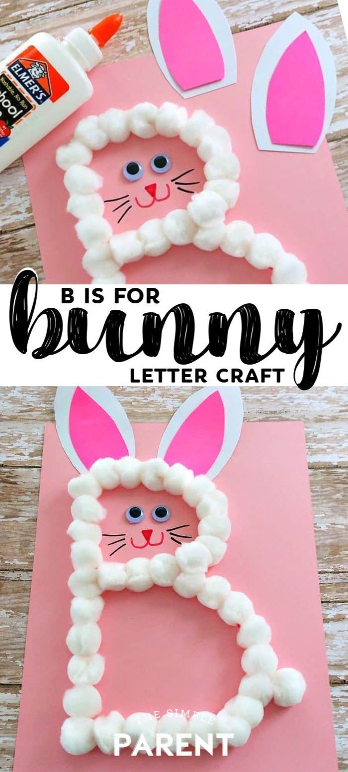 Preschool Letter B Craft: B is for Bunny (Great for Easter too!) -   19 simple crafts kindergarten ideas
