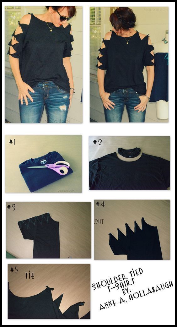 Shoulder Tied Tee- Shirt, DIY -   20 DIY Clothes Projects
 ideas