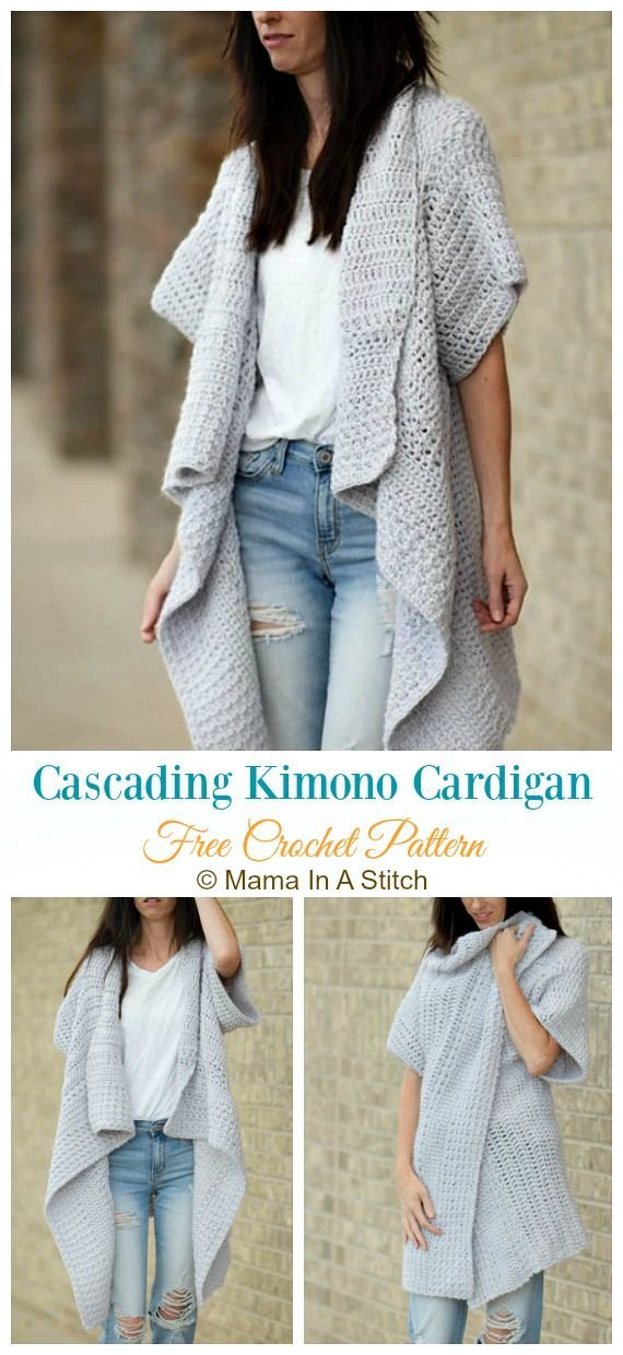 Women Kimono Cardigan Free Crochet Patterns -   20 DIY Clothes Tops kimono pattern
 ideas