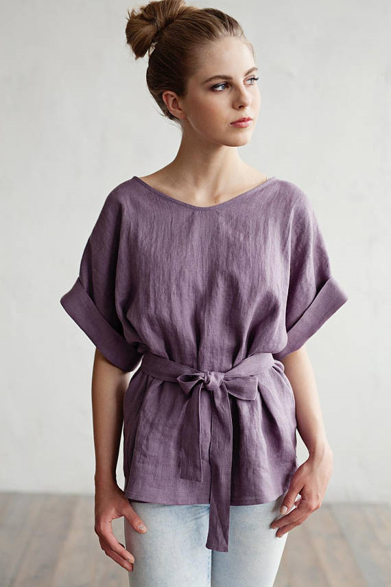 Kimono sleeve linen top Ventura -   20 DIY Clothes Tops kimono pattern
 ideas