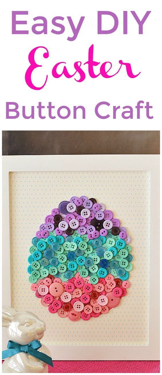 DIY Easter Craft - Make Button Easter Egg Art -   20 easy button crafts
 ideas