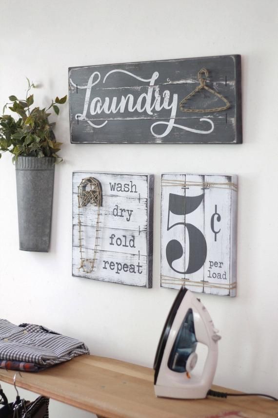 LAUNDRY ROOM SIGNS, set of 3, Laundry Room Decor, Laundry Room Decor Signs, Rustic Laundry Room decor, Laundry Sign, Wood Laundry Sign -   21 DIY Clothes For Kids laundry rooms
 ideas