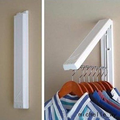 Stainless Folding Wall Hanger Mount Retractable Indoor Clothes Rack Clothe Hange -   21 DIY Clothes For Kids laundry rooms
 ideas
