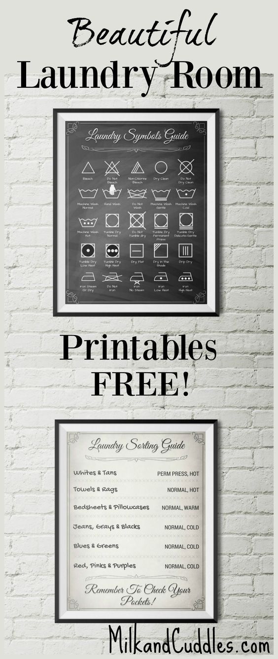 GENIUS! And FREE! Pinning for my Laundry room makeover. Free Decor! Laundry room just not functioning the way you want? Looking rather lackluster? That’s why I LOVE these FREE printables for laundry room! Not only do they look elegant on the wall, but they serve an actual purpose by helping you translate the common laundry symbols found on clothing. -   21 DIY Clothes For Kids laundry rooms
 ideas