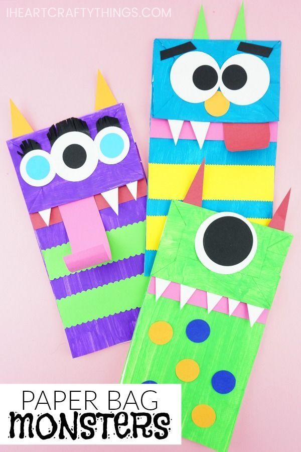 Paper Bag Monster Puppets -   21 kids crafts for toddlers
 ideas