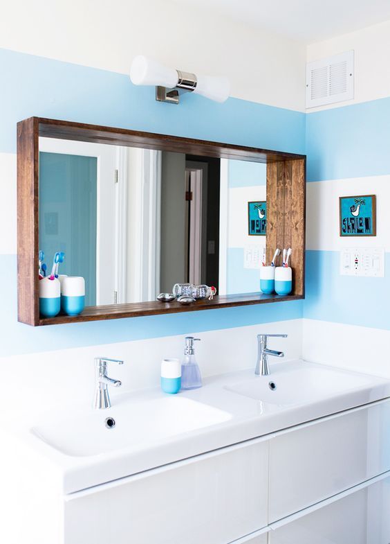 Before & After: A Big Sea of Bright -   22 diy bathroom mirror
 ideas