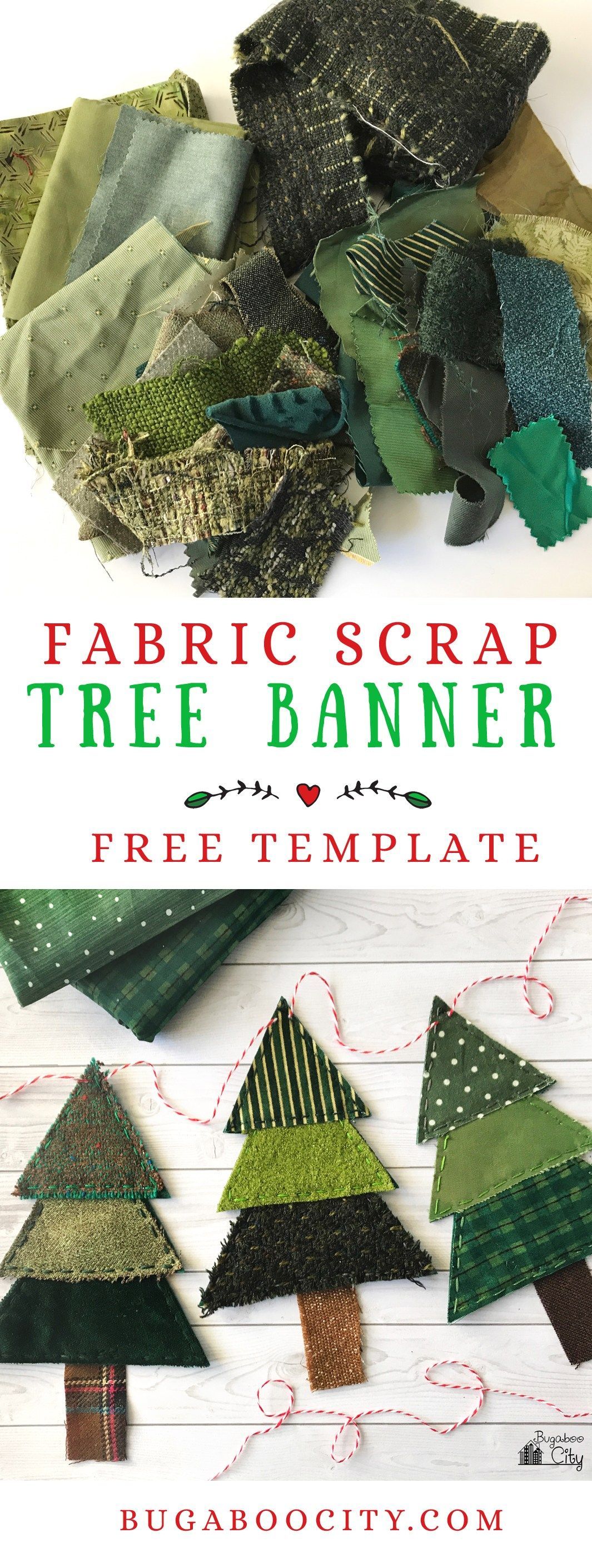 Christmas Tree Banner from Fabric Scraps -   22 fabric crafts Homemade christmas gifts
 ideas