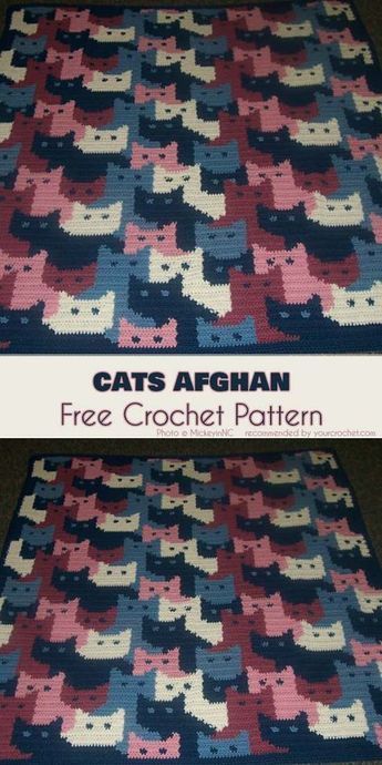 Cats Afghan Free Crochet Pattern -   22 knitting and crochet Projects mom
 ideas