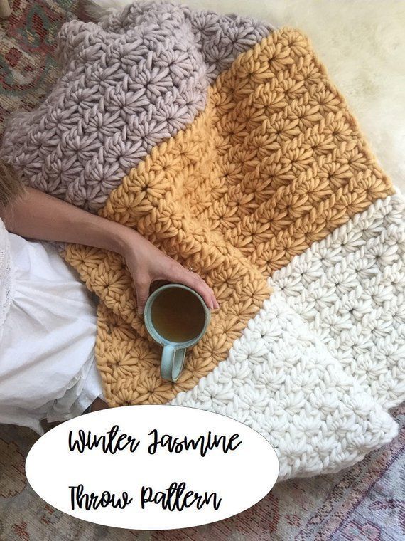 Pattern: Easy Chunky Crochet Blanket // Winter Jasmine Throw // Chunky Afghan // Wool Lapghan // Beg -   22 knitting and crochet Projects mom
 ideas