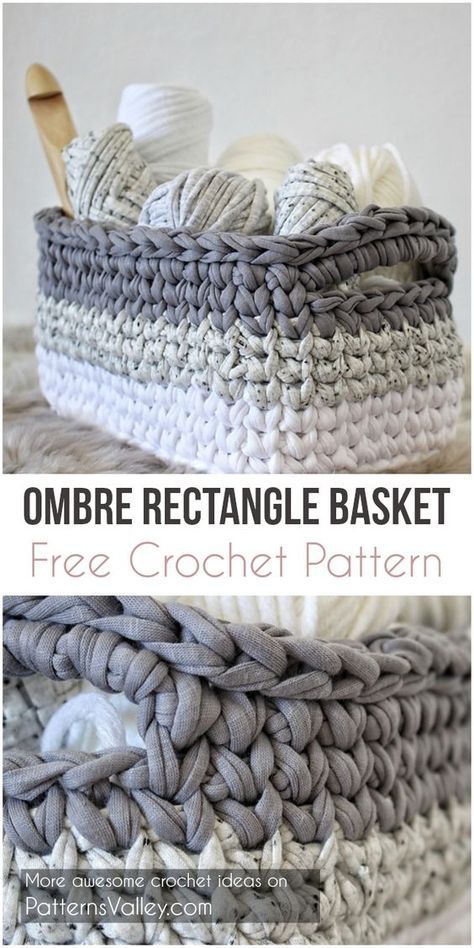 Ombre Rectangle Basket – Free Crochet Pattern -   22 knitting and crochet Projects mom
 ideas