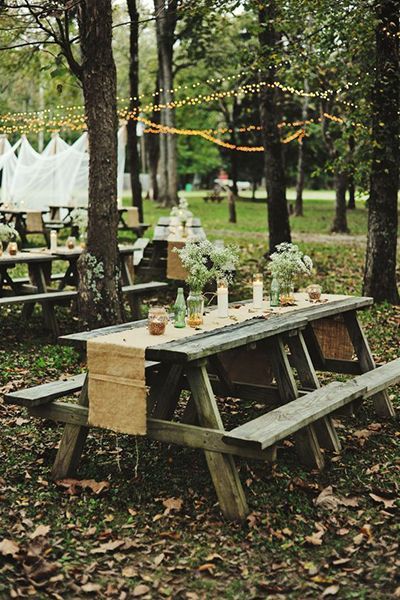 25 Casual Wedding Ideas for Relaxed Brides -   22 picnic table decor
 ideas