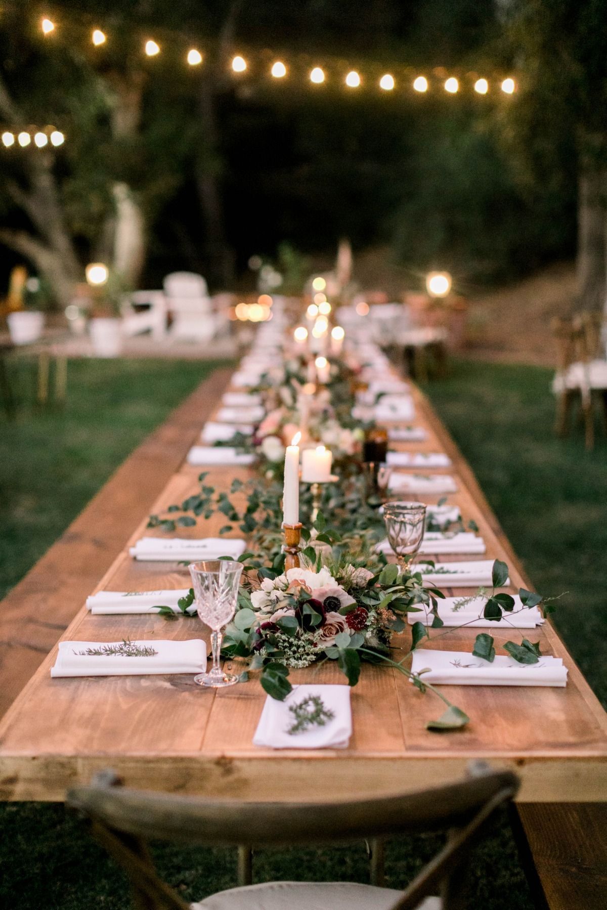 Modern Bohemian Backyard Wedding -   22 picnic table decor
 ideas