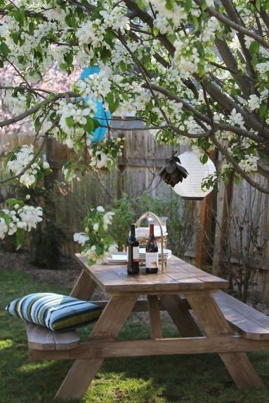 DIY Weathered Wood Picnic Table -   22 picnic table decor
 ideas