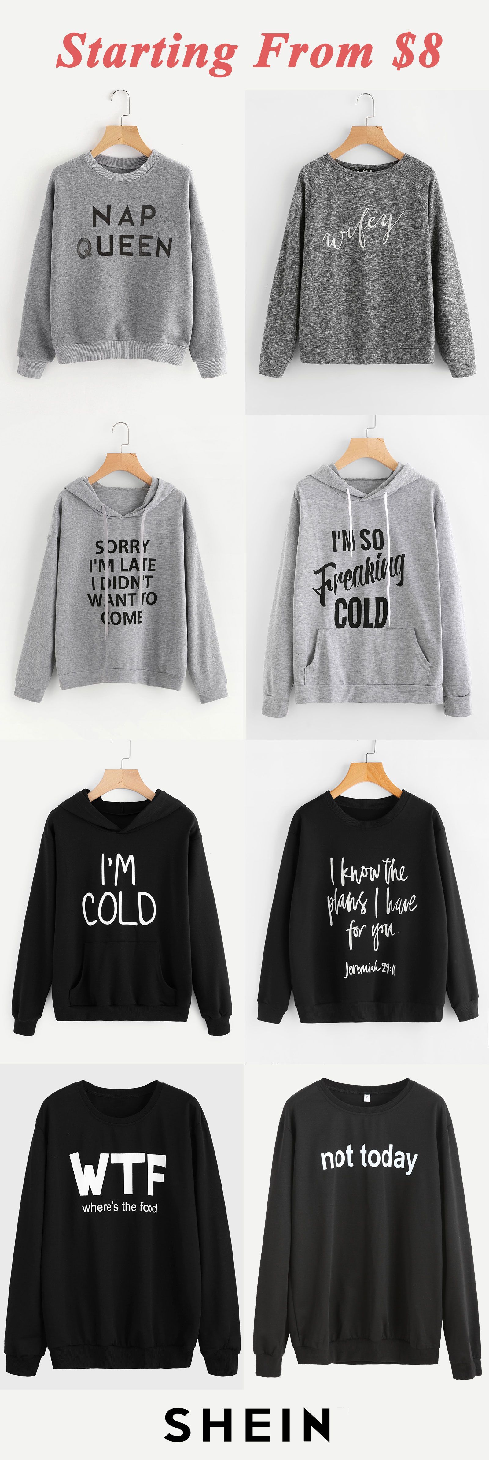 Slogan sweatshirts start at $8! -   25 diy projects For Teen Girls schools
 ideas