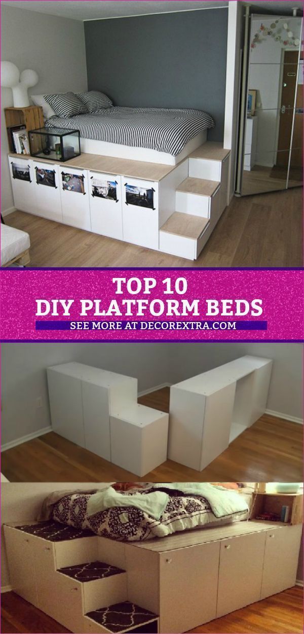 Top 10 DIY Platform Beds, Place Your Bed On A Raised Platform -   25 diy storage bedroom
 ideas