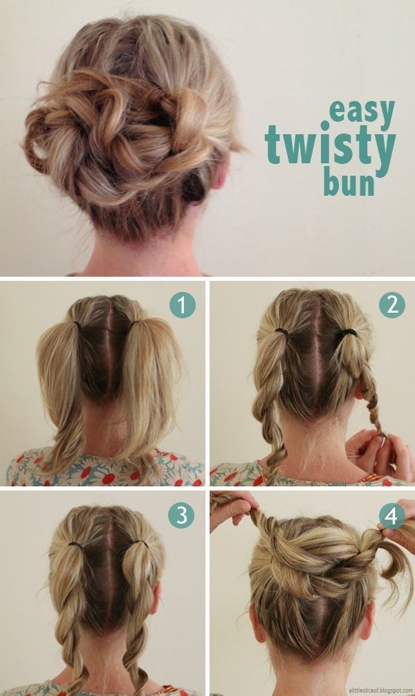 You can do this simple twisty bun in less than a minute. -   6 hairstyles Simple lazy girl
 ideas