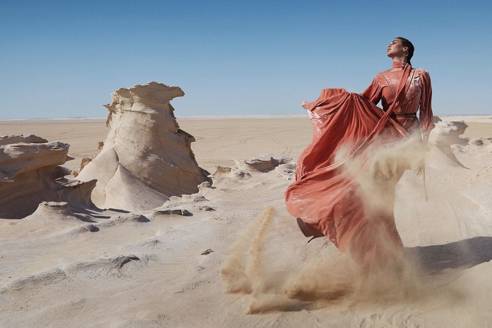 Yasmine Sabri Covers Harper's Bazaar Arabia, Lensed By Greg Swales In Abu Dhabi Desert -   9 makeup Colorful harpers bazaar
 ideas