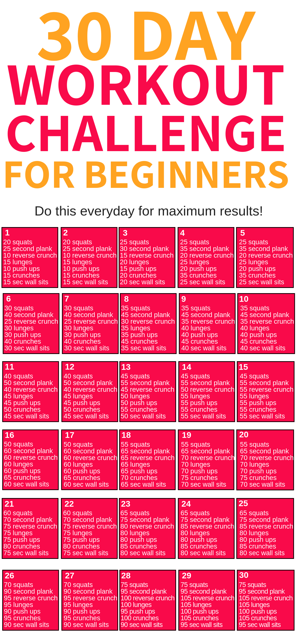30 Day Workout Challenge -   10 fitness Workouts challenge
 ideas