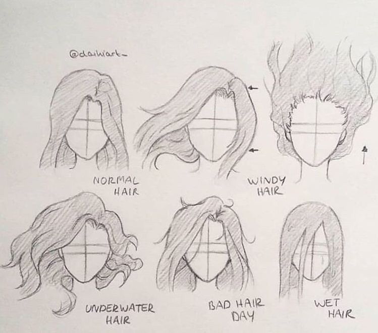 30+ Amazing Hair Drawing Ideas & Inspiration -   10 hair Drawing easy
 ideas