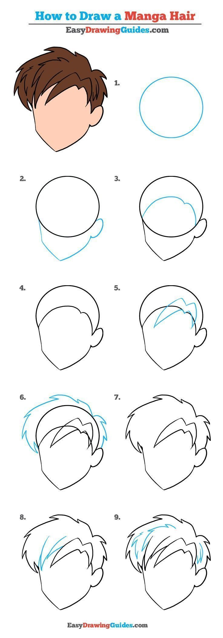 How to Draw Manga Hair – Really Easy Drawing Tutorial -   10 hair Drawing easy
 ideas