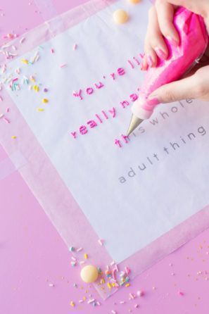 DIY Compliment Cakes (+ How To Write On Cakes!) -   13 cake Decorating writing
 ideas