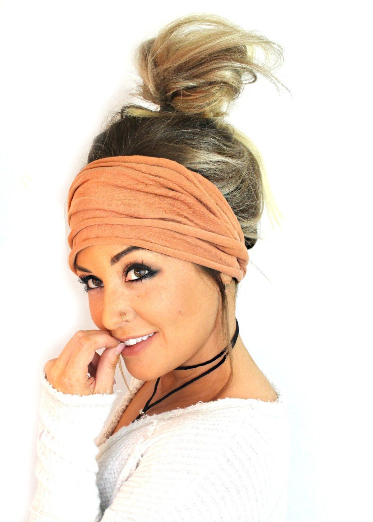 Extra wide headband // twist turban : cognac -   13 headband hairstyles Boho
 ideas