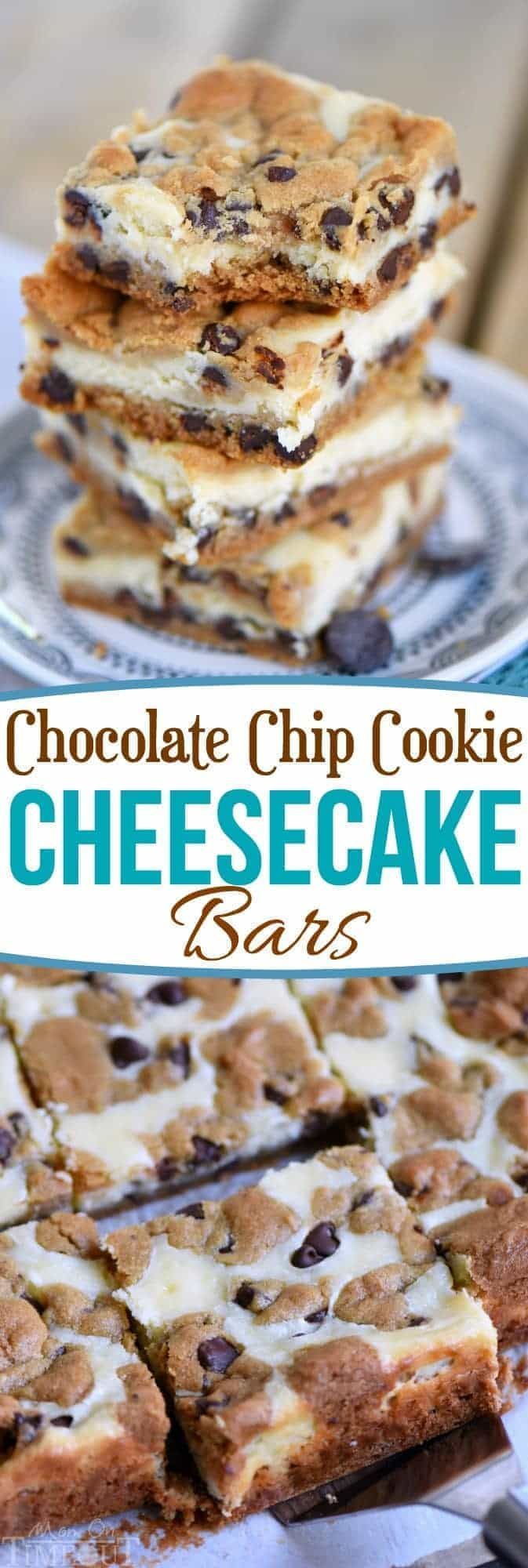 Chocolate Chip Cookie Cheesecake Bars -   15 birthday desserts Easy
 ideas