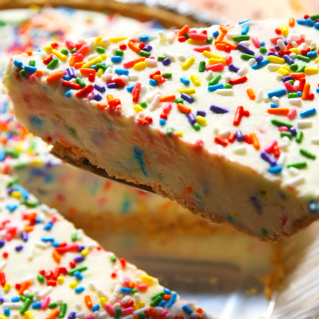 No-Bake Birthday Cake Cheesecake -   15 birthday desserts Easy
 ideas