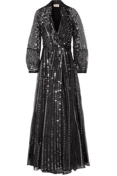 Temperley London Jet Sequined Silk Wrap Dress - Black -   15 dress Silk christmas gifts
 ideas