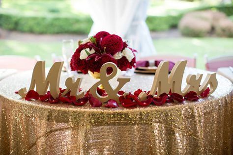 Gold or Custom Painted Mr and Mrs Sign Wedding Sweetheart Table Decor Mr & Mrs Wooden Letter Mr and Mrs Wedding Sign (Item - MTS100) -   15 wedding Burgundy fonts
 ideas