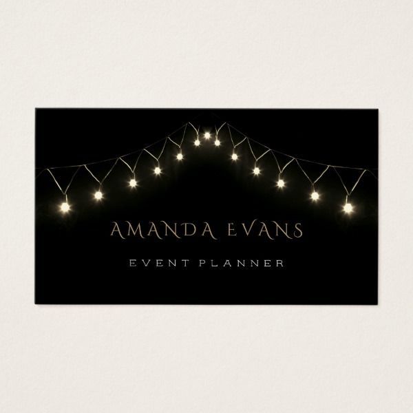 Wedding Event Planner Sparkly Black White Lights Business Card | Zazzle.com -   16 Event Planning Logo products
 ideas