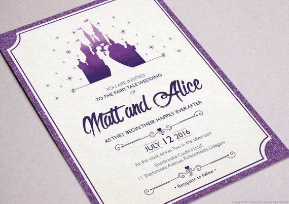 Fairytale Wedding Invitations, Disney castle wedding invitations, Customised Wedding Invitations, Disney Castle, Disney Wedding -   16 wedding Disney families
 ideas