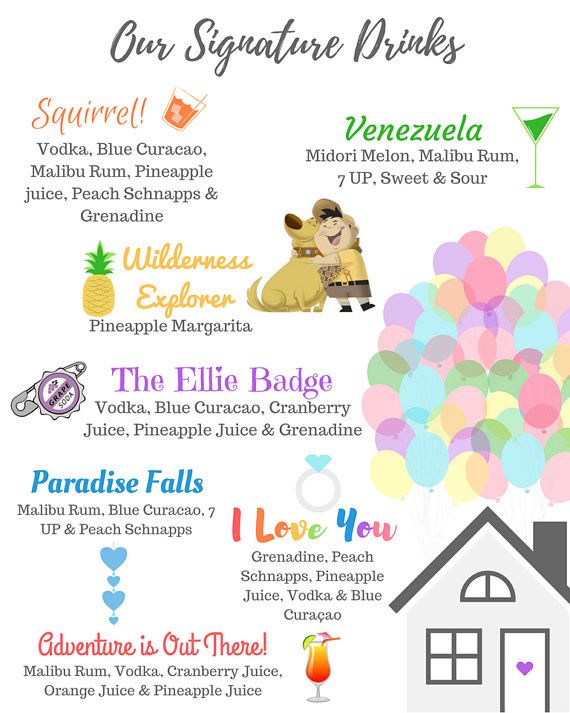 UP Themed Wedding - Disney Wedding - Drink Sign - Digital Download 8x10 -   16 wedding Disney families
 ideas