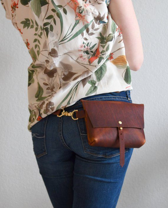 Hip Bag, Fanny Pack in Rustic Red Kodiak Leather 