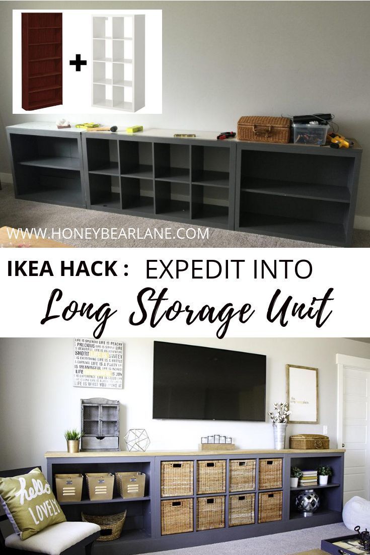 IKEA Hack: Expedit into Long Storage Unit -   18 diy projects For Boys ikea hacks
 ideas
