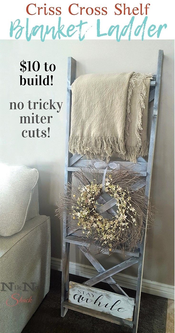 DIY Blanket Ladder with Criss-Cross Back -   18 home diy projects Decoration
 ideas