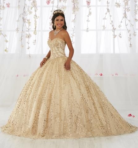 Gold Applique Strapless Quinceanera Dress by House of Wu 26913 -   19 dress Quinceanera gold ideas
