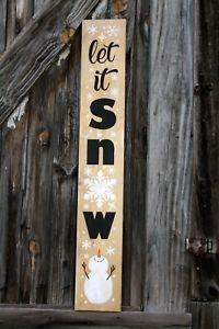 Details about LARGE Primitive Wooden Sign Let it Snow Winter Christmas Rustic Holiday Country -   19 holiday Decorations porch ideas