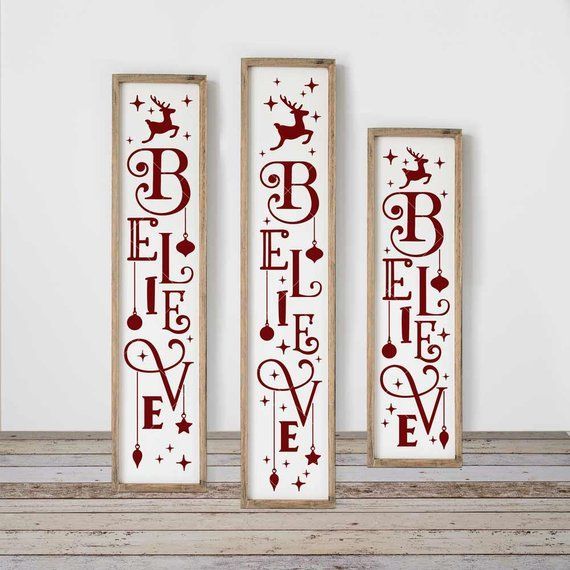 Believe with Ornaments SVG, Christmas, 3 vertical files for long porch sign, front door, for Cutting Machines, Commercial Use Digital Design -   19 holiday Decorations porch ideas