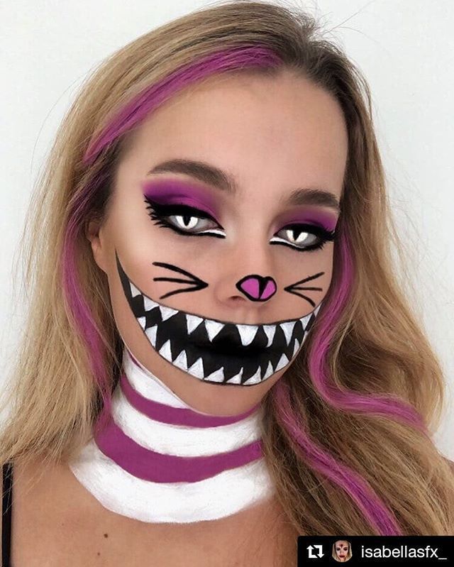 Cheshire Cat Halloween Makeup Body Painting Art Idea From @isabellasfx_ Will -   8 makeup Colorful halloween
 ideas