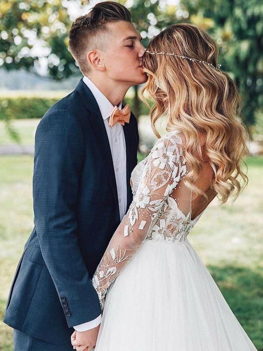 Long Sleeves See Through Cheap Wedding Dresses, Sexy Backless A-line Bridal Dresses, WD435 -   10 boho wedding Pictures ideas