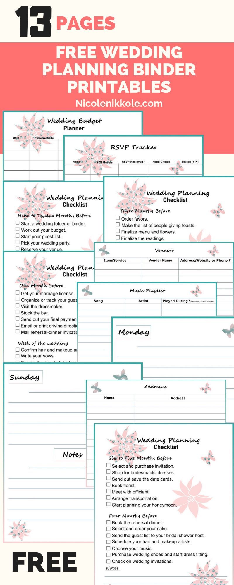 Free wedding binder printables -   11 Event Planning Binder printables ideas