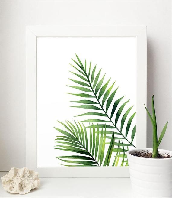 Watercolour leaves. Palm Branch watercolour. Tropical plant Artwork. Watercolour painting. Palm printable. Leaf poster. Kitchen art decor -   11 palm plants Illustration ideas