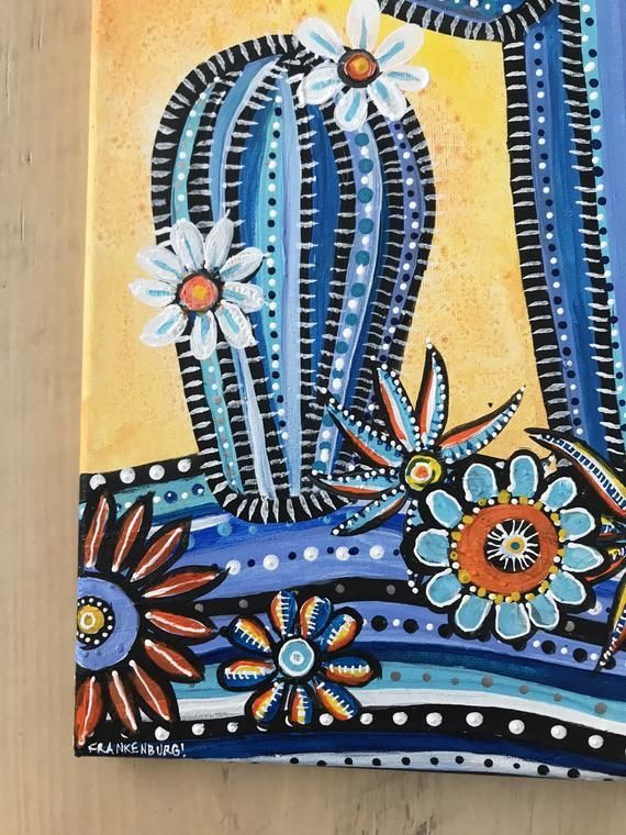 Desert Blooms Part Deux. an original acrylic painting on canvas. desert art, desert painting, cactus art, cactus painting, southwest art -   11 plants Painting thoughts ideas